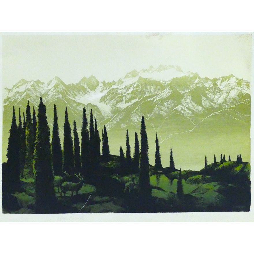 Elton Bennett ''Olympus'' Plate Signed Serigraph 19''x25'' Sheet.