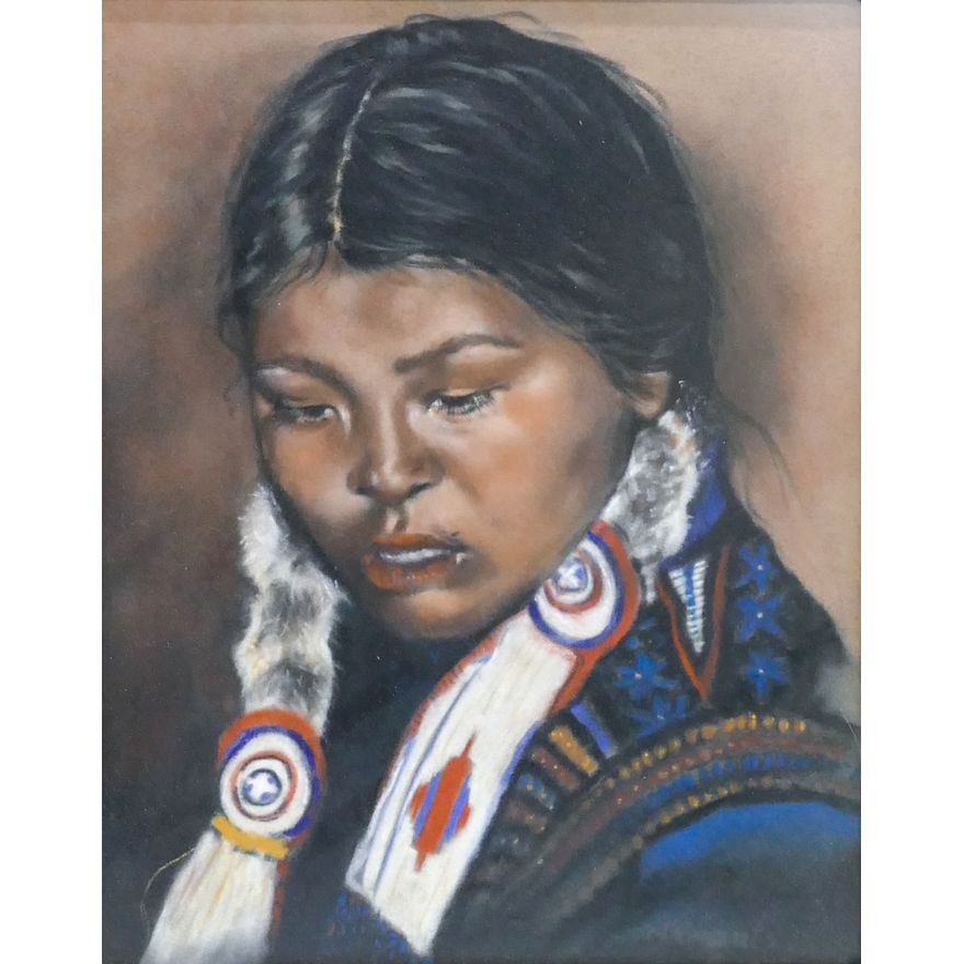 Shirley Arrants ''Shy'' Signed Pastel on Paper Framed 17''x15''