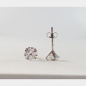 9CTWHITE GOLD STUDS WITH CLEAR CUBICS - 51929/3491