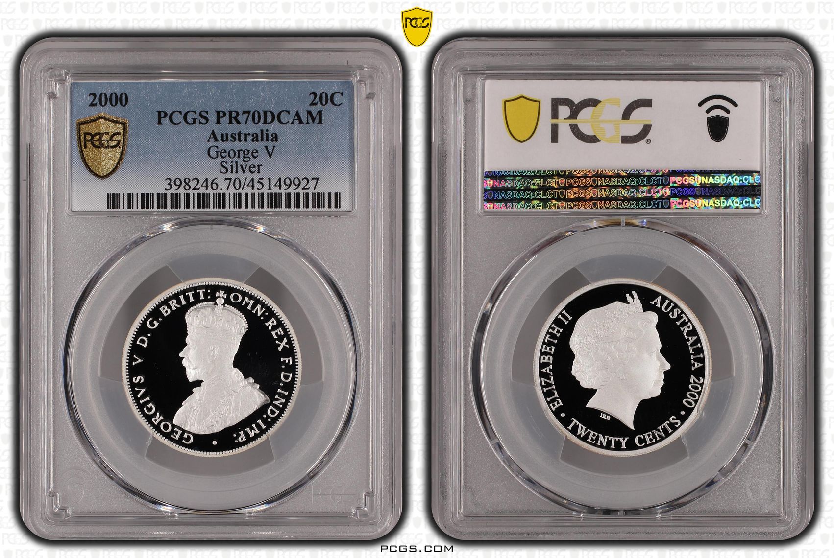 2000 Australia Twenty Cent, 20c Proof George V Silver PCGS - PR70DCAM POP 29/0 -927