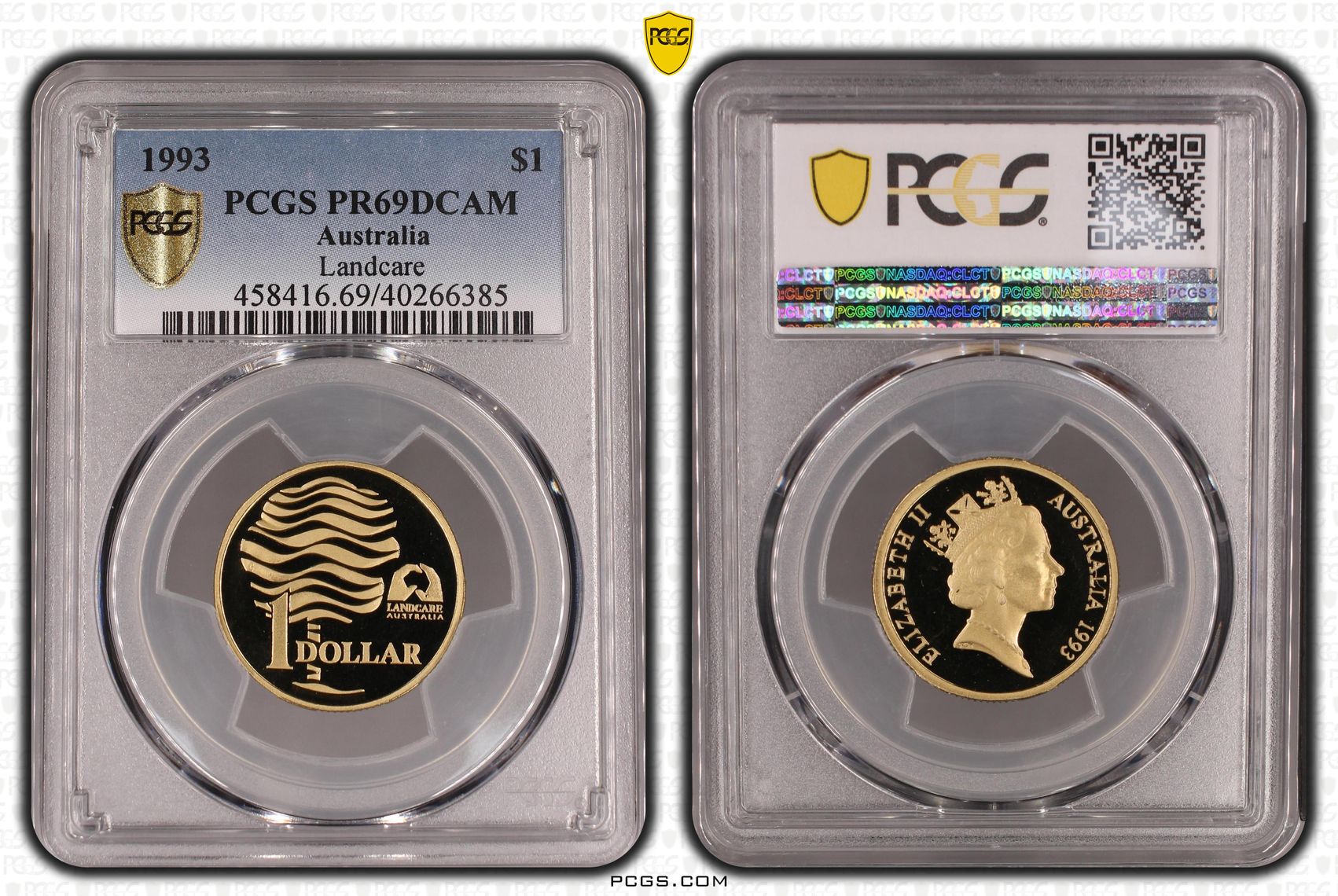 1993 Australia One Dollar, $1 Proof Landcare PCGS - PR69DCAM -385