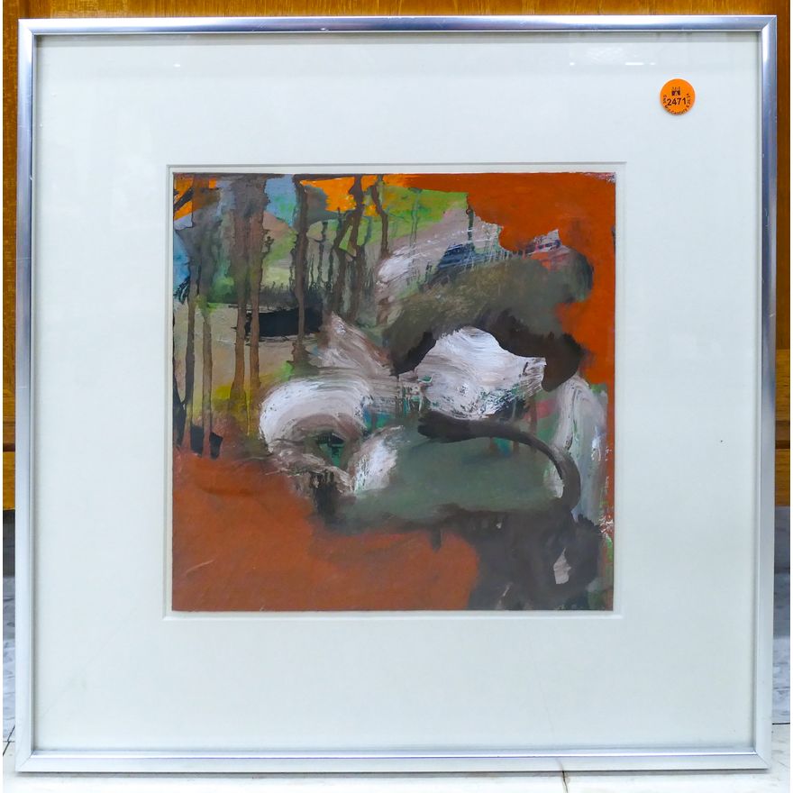 Mickey Nakano ''Abstraction'' Oil on Paper Framed 16''x16''