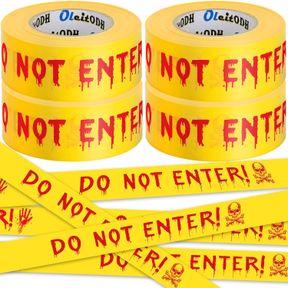4 PCS BULK CAUTION TAPE - 1.9 INCH X 1000 FEET; DO NOT ENTER WARNING TAPE; SCARY HAZARD CRIME SCENE & HALLOWEEN PARTY DECORATIONS