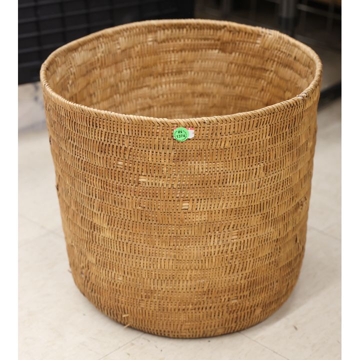 Old Native Woven Large Cylinder Indian Basket 13.5''