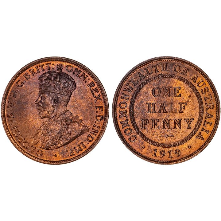 George V, Halfpenny, 1919,  CHU