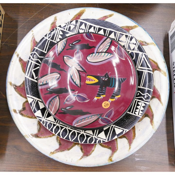 3pc Studio Pottery Round Trays- 9 to 16''