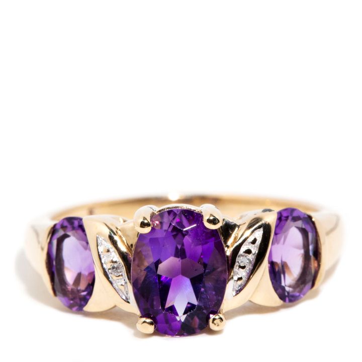 Amethyst & Diamond 9ct Gold Ring,