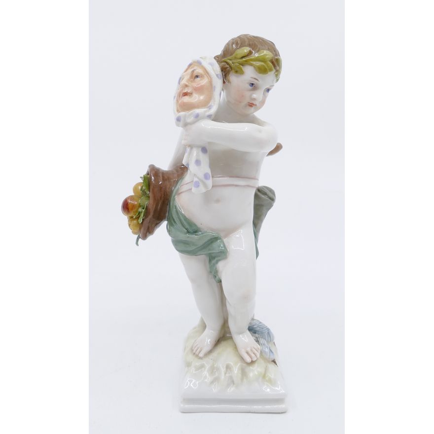KPM Child with Cornucopia and Mask Porcelain Figurine- 4.5"
