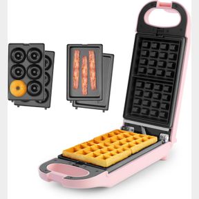 AROMA SWAP & FLIP WAFFLE MAKER WITH REMOVABLE PLATES: 3-IN-1 PANINI PRESS, MINI DONUT MAKER, AND WAFFLE IRON