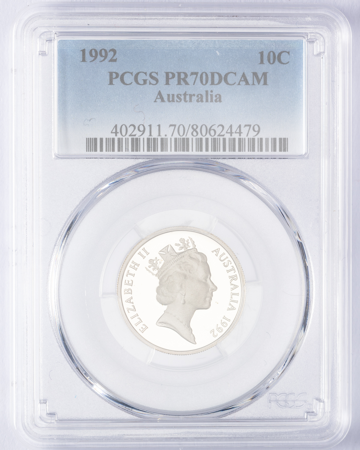 Elizabeth II, Ten Cent, 1992, PCGS PR70DCAM