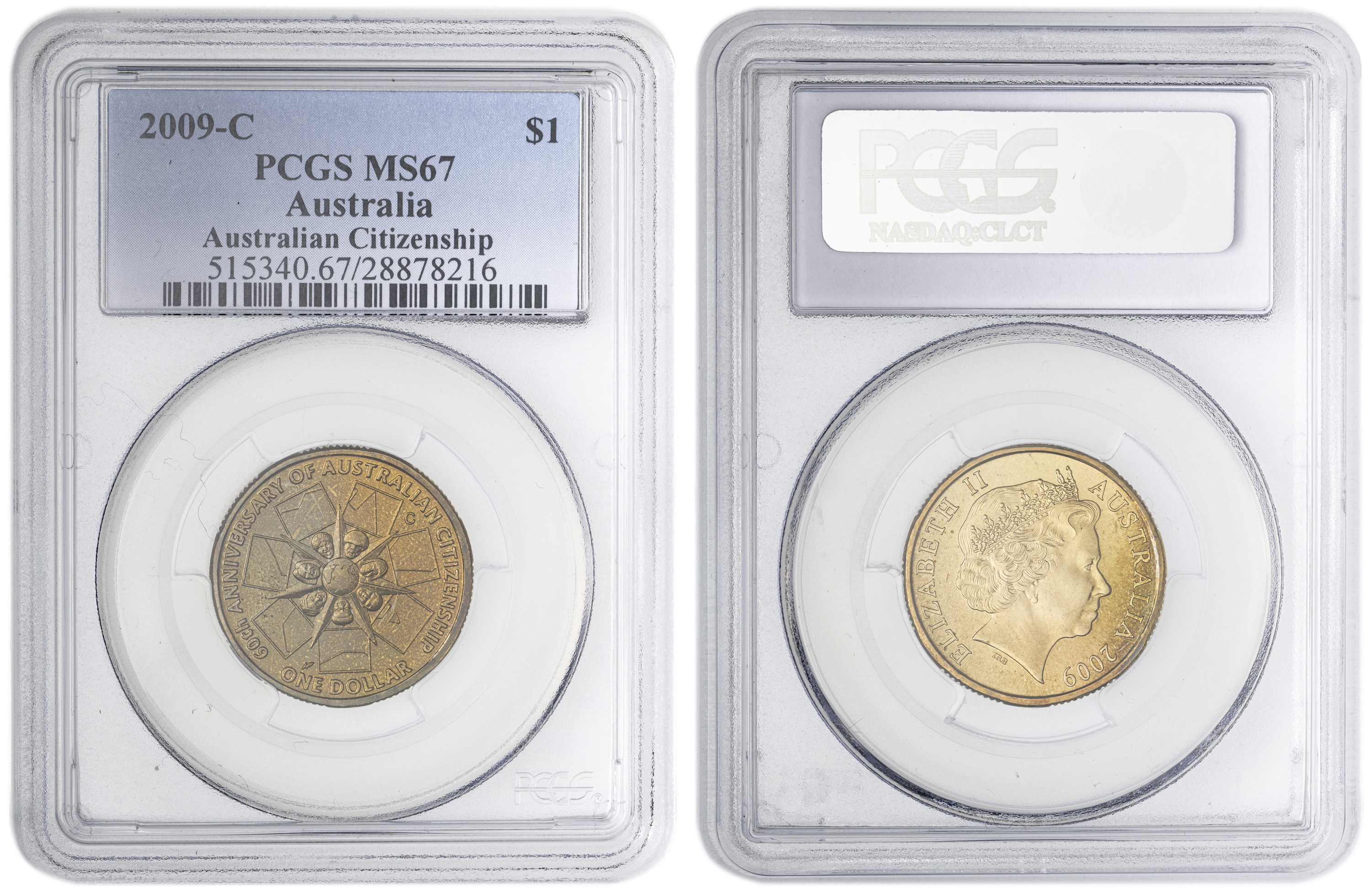 Australian Citizenship , One Dollar, 2009-C, PCGS MS67