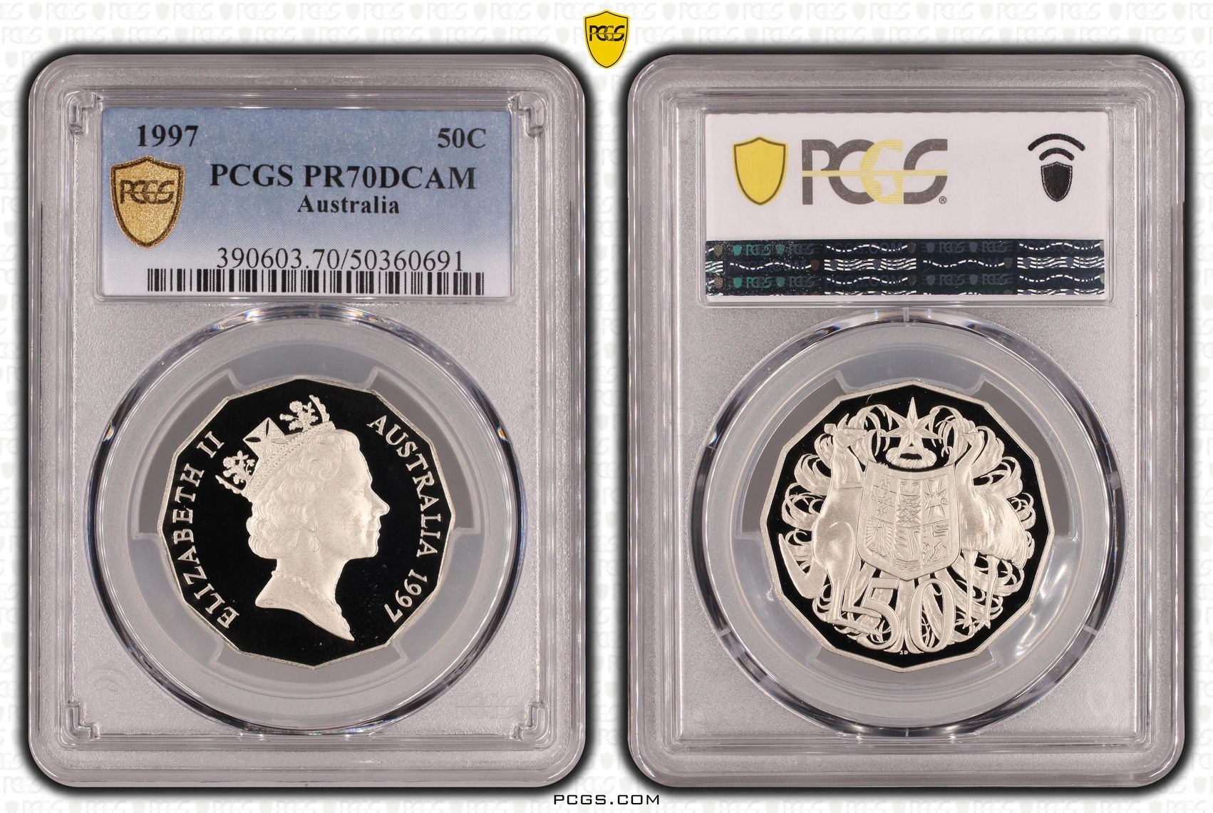 POP 13/0, Fifty Cent, 1997, PCGS PR70DCAM