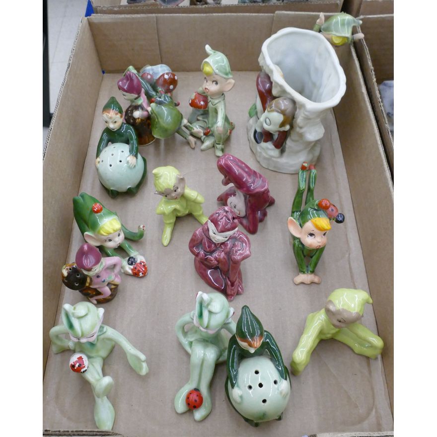 Box Vintage Ceramic Pixie Figures