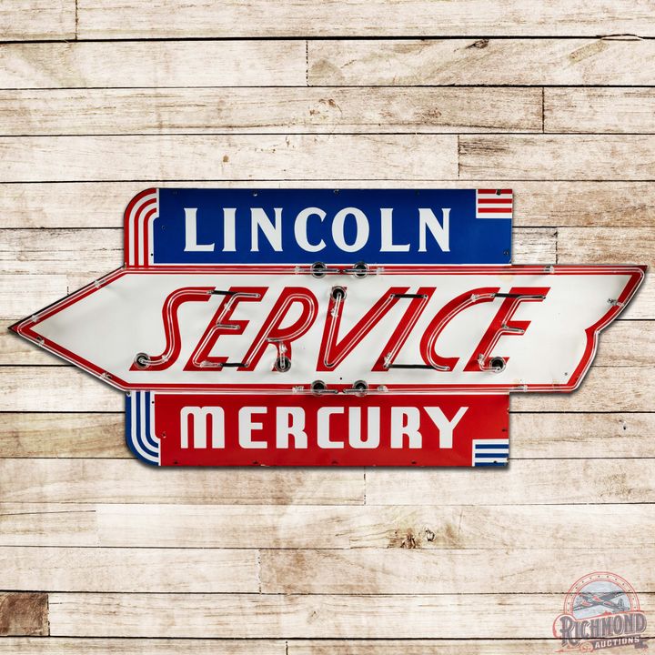 6' Lincoln Mercury Service Die Cut SS Porcelain Neon Sign