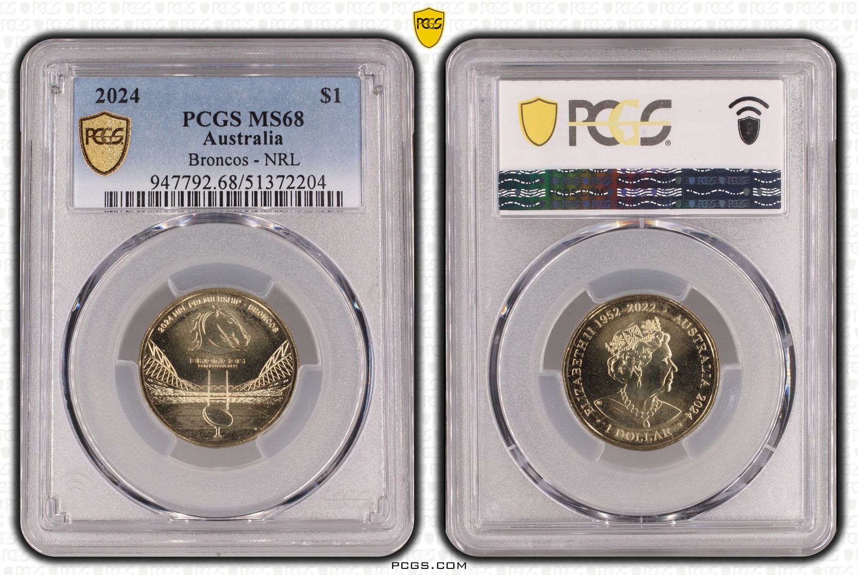 Broncos - NRL, POP 3/0, One Dollar, 2024, PCGS MS68