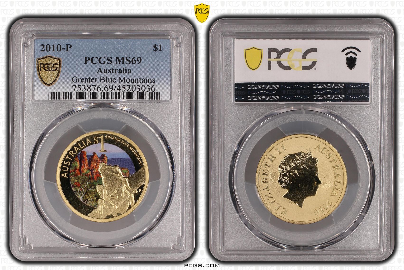 2010-P Australia One Dollar, $1 Greater Blue Mountains PCGS - MS69 POP 5/0 -036