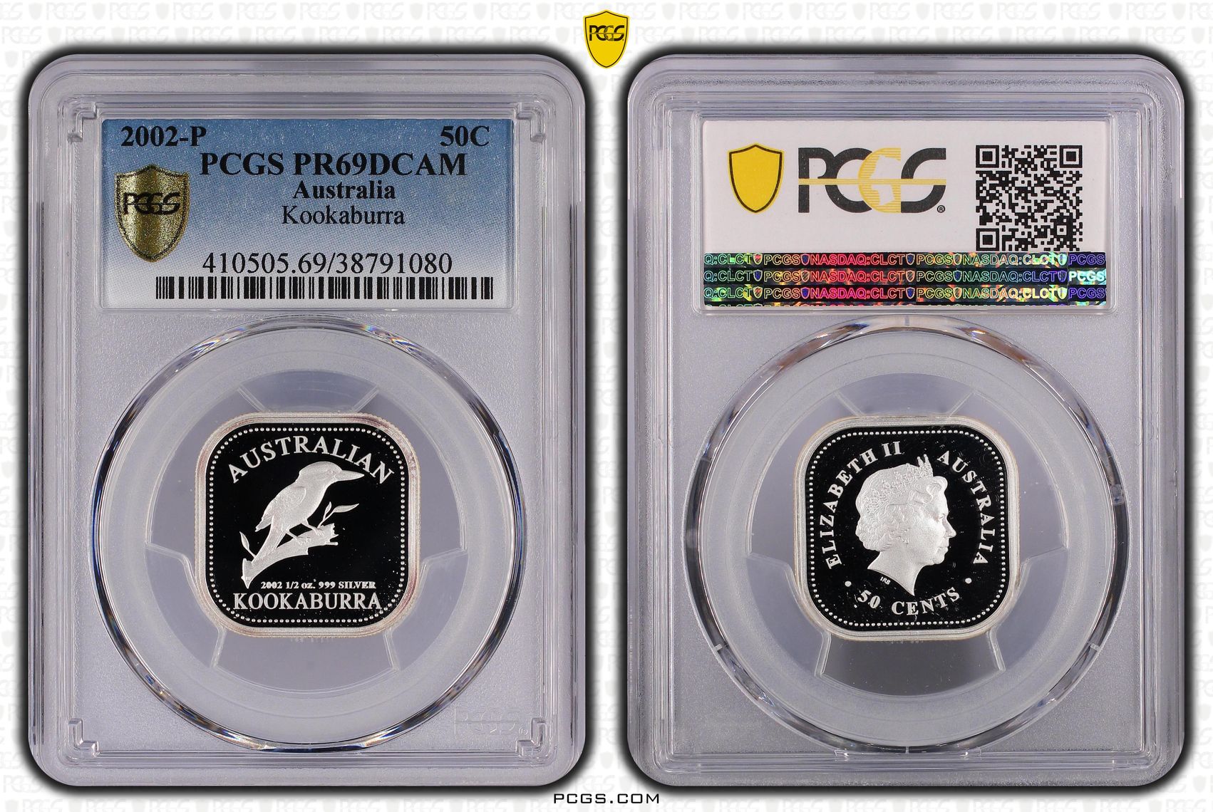 2002-P Australia Fifty Cent, 50c Silver Kookaburra PCGS - PR69DCAM -080