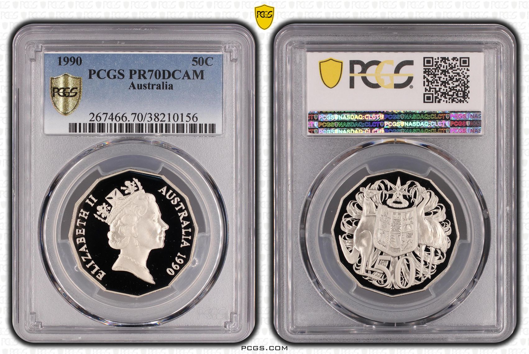 Top pop, Fifty Cent, 1990, PCGS PR70DCAM