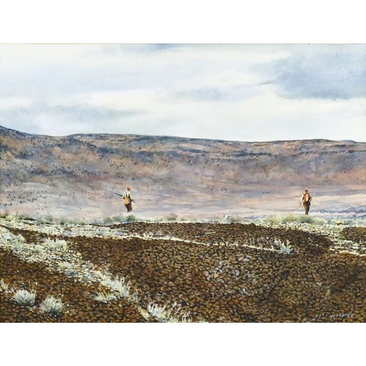 John Roberts ''Bird Hunters'' Watercolor Matted 28''x34''