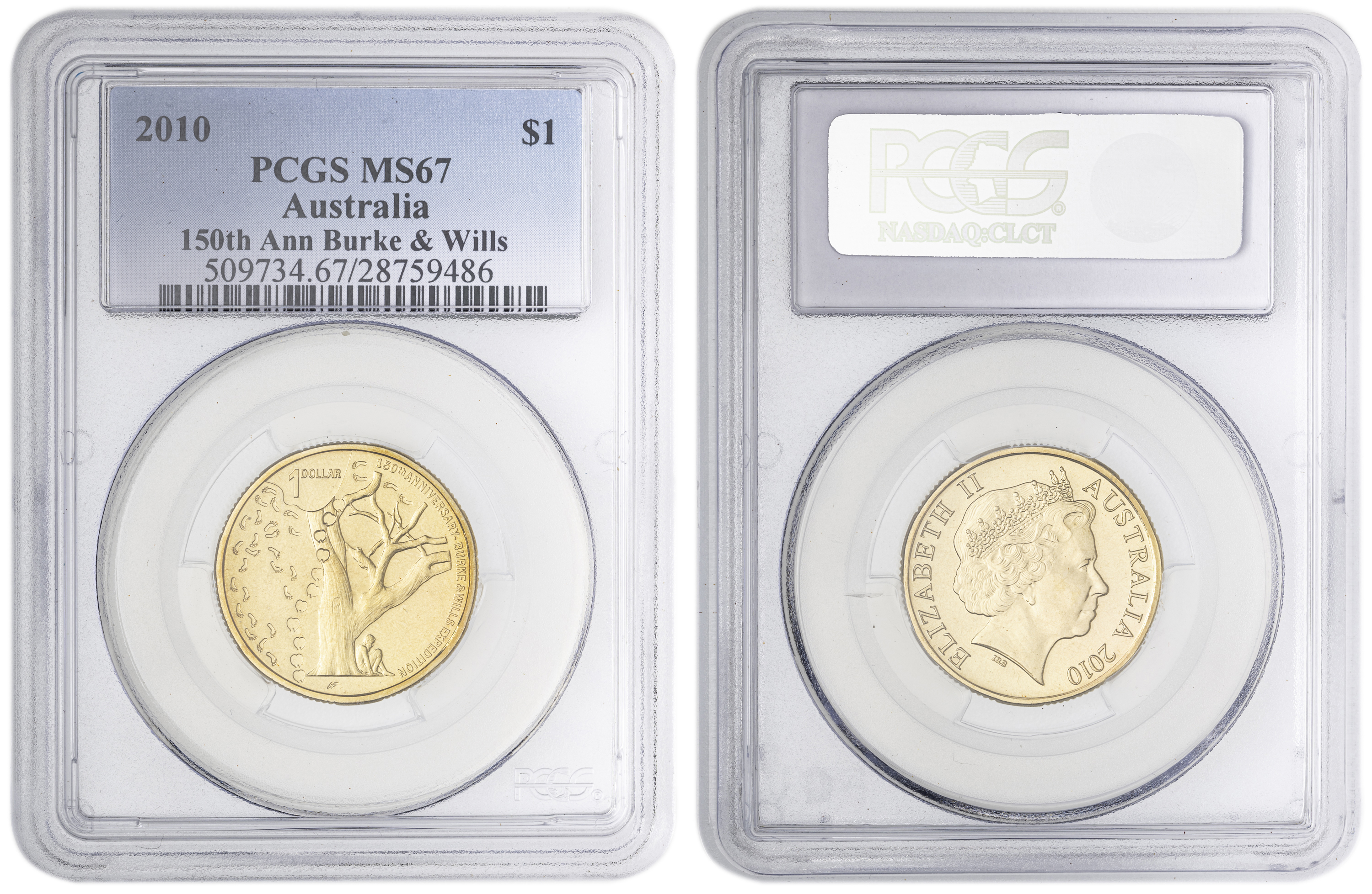 150th Anniversary Burke & Wills , One Dollar, 2010, PCGS MS67