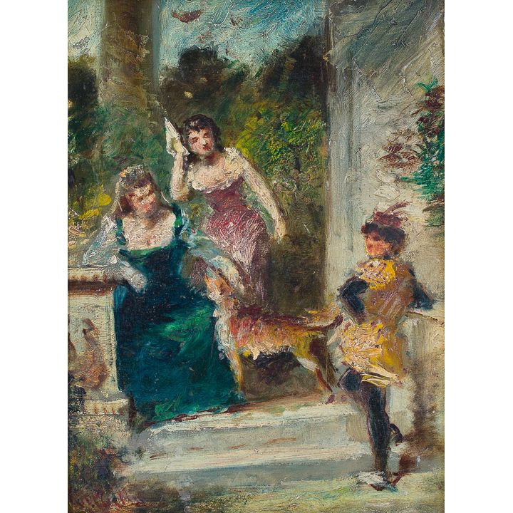 Adolphe Monticelli | Scena na tarasie