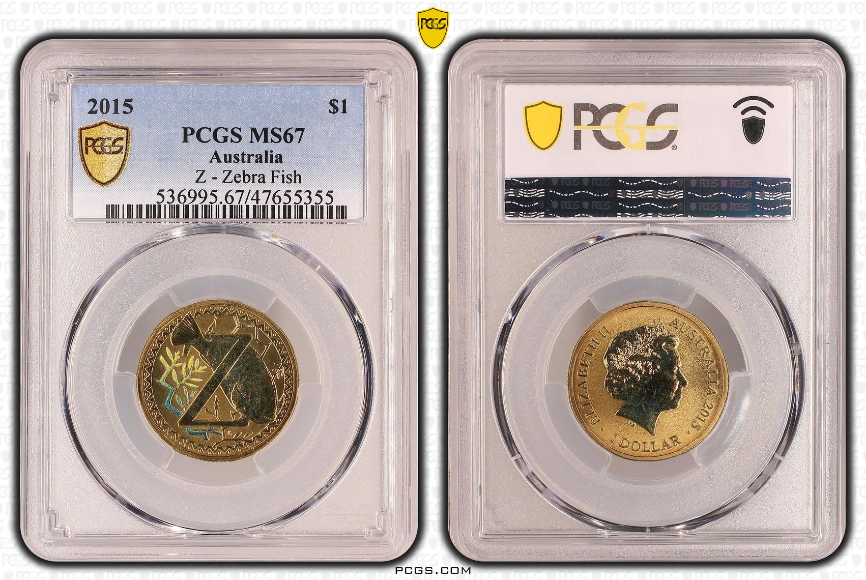 Z - Zebra Fish, One Dollar, 2015, PCGS MS 67