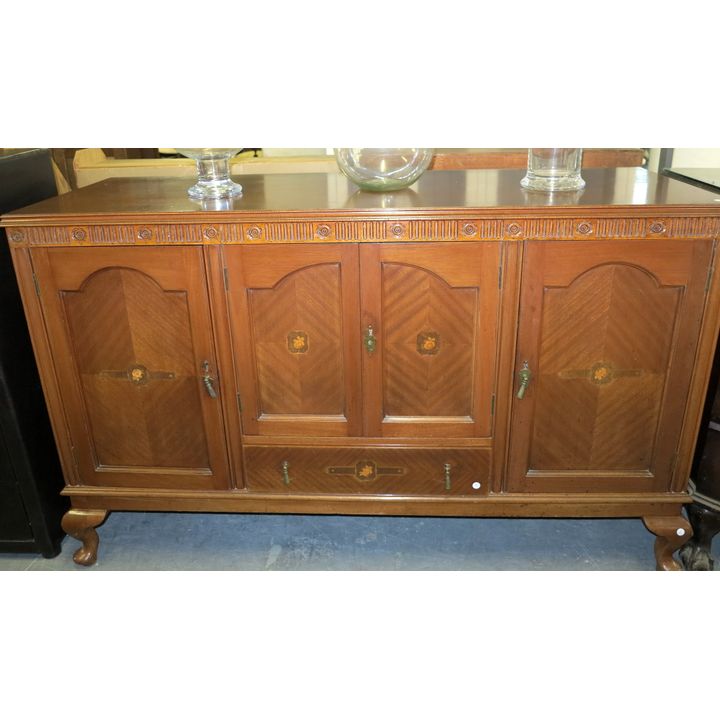 EARLY 20TH CENTURY INLAID MAHOGANY SIDEBOARD,