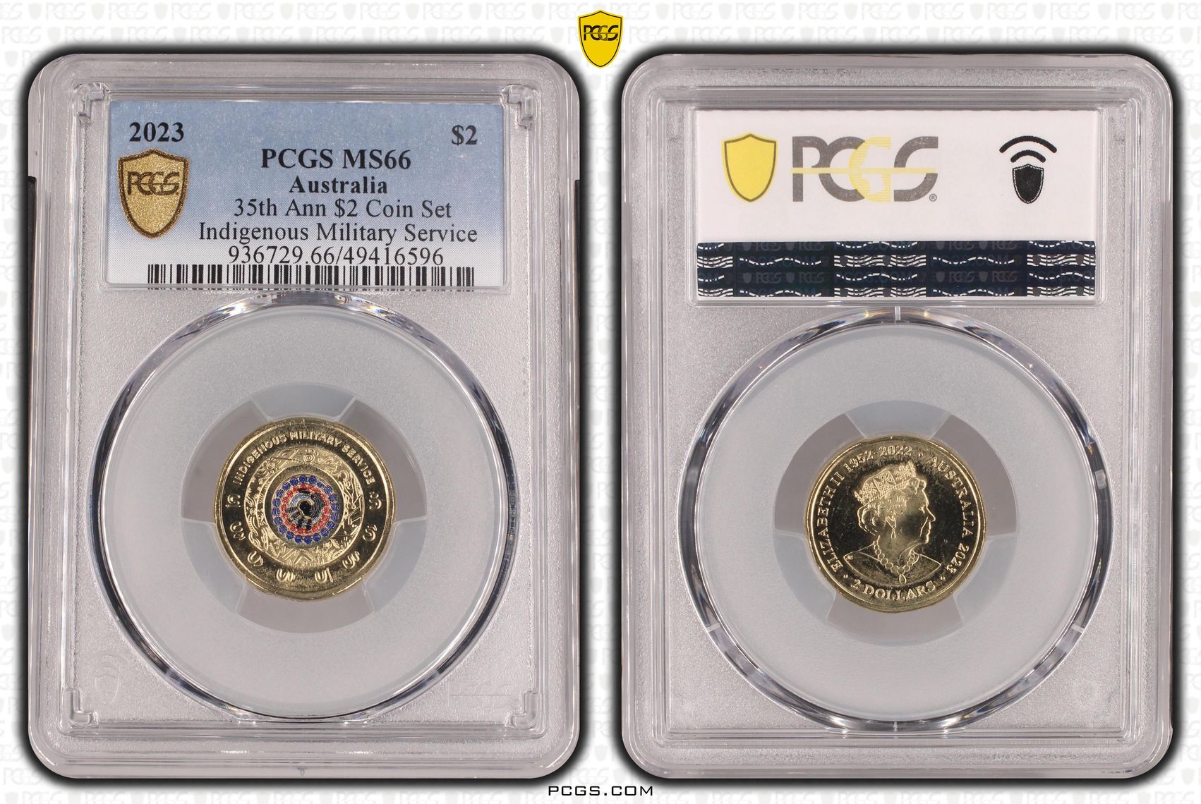 35th Ann $2 Coin Set Colorized - Indigenous Military Service, Two Dollar, 2023, PCGS MS66