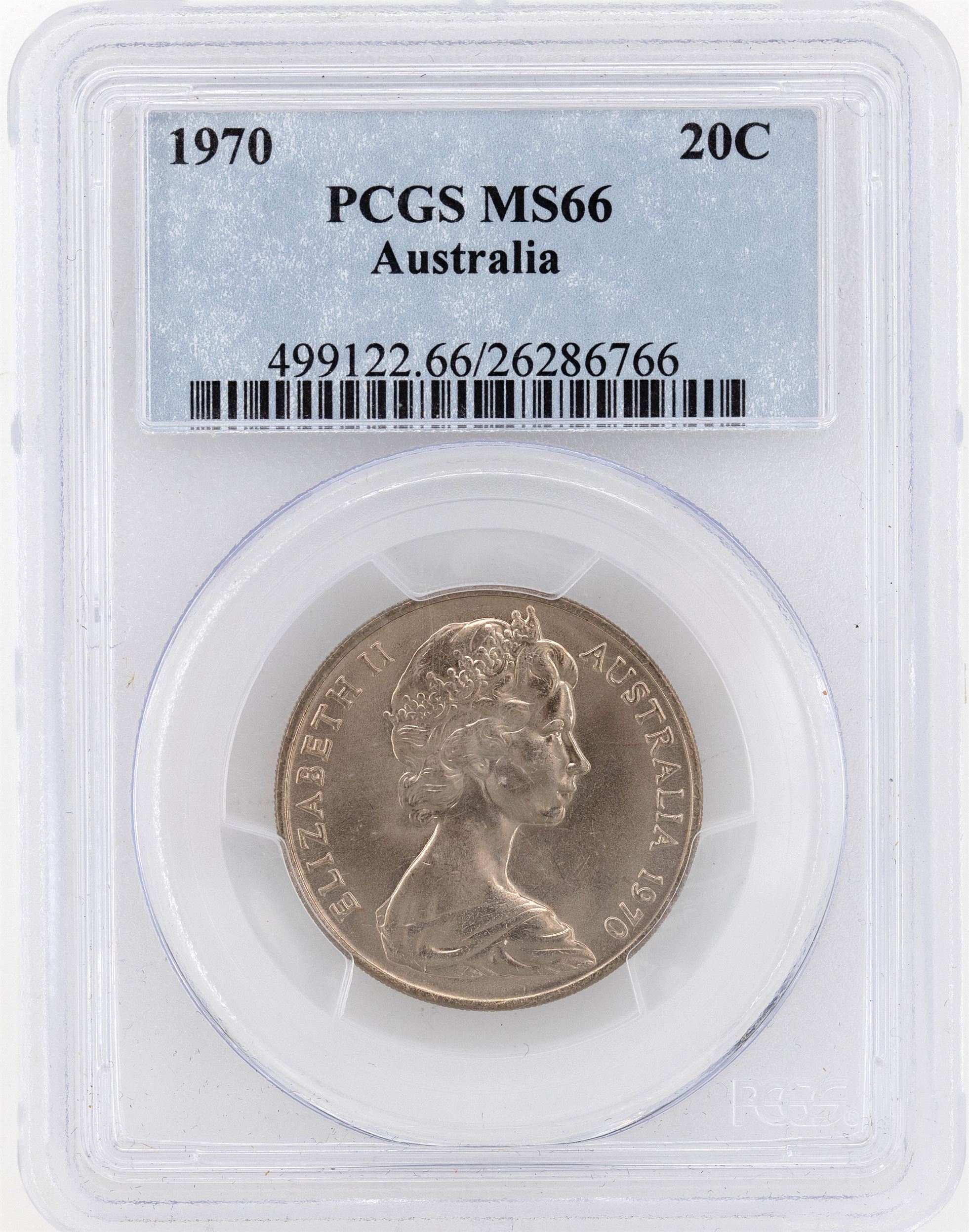 1970 Australia Twenty Cent, 20c PCGS - MS66 -766