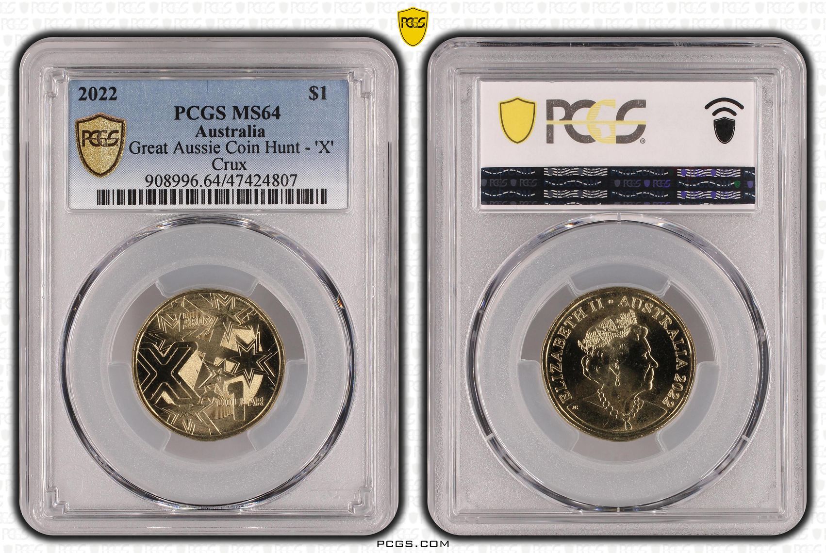 Great Aussie Coin Hunt - 'X', One Dollar, 2022, PCGS MS 64