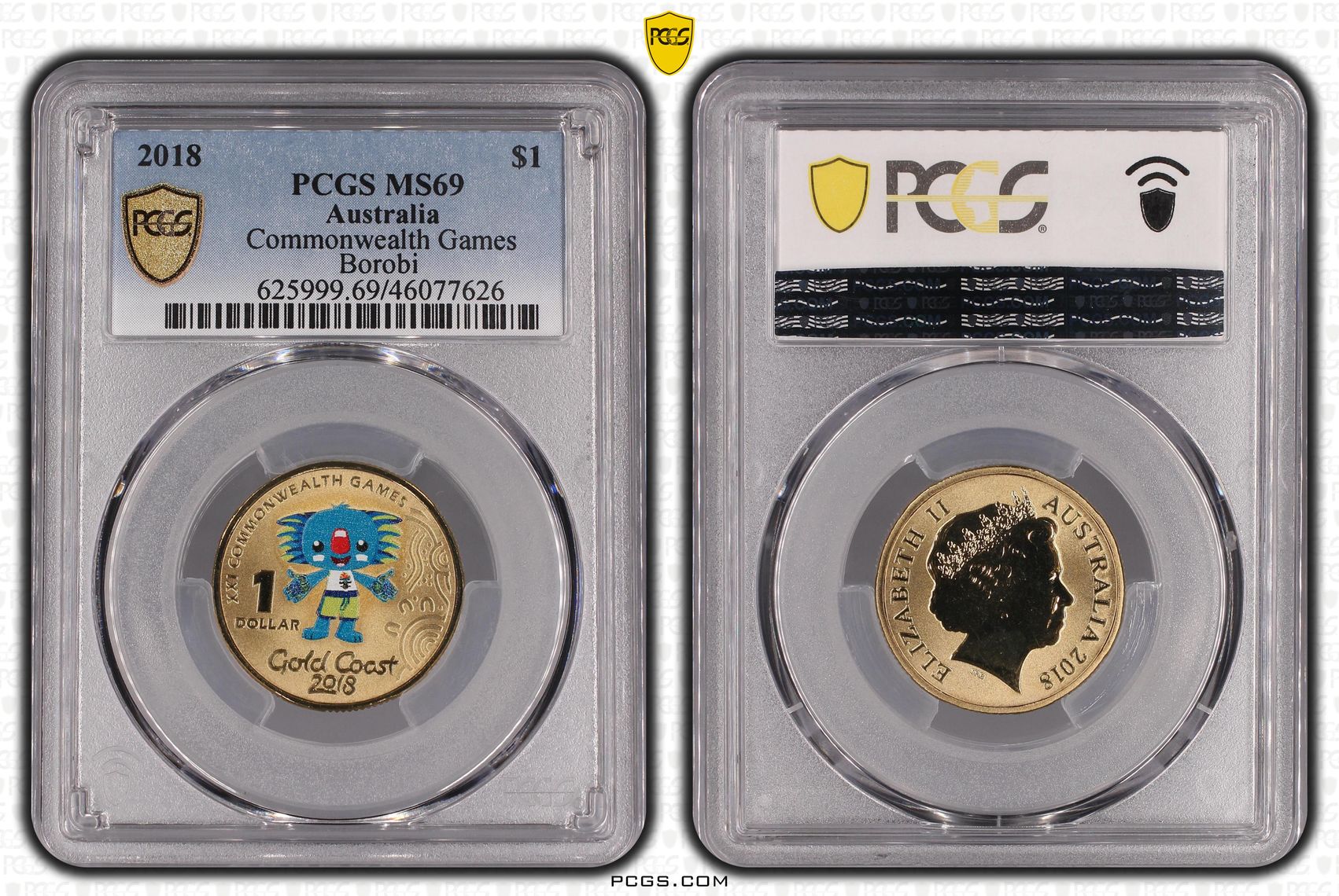 2018 Australia One Dollar, $1 Commonwealth Games - Borobi PCGS - MS69 -626