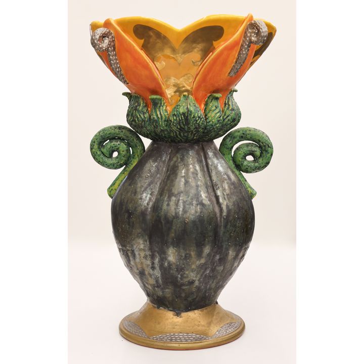 Carol Gouthro ''Yellow Orange Flora Top Vessel''