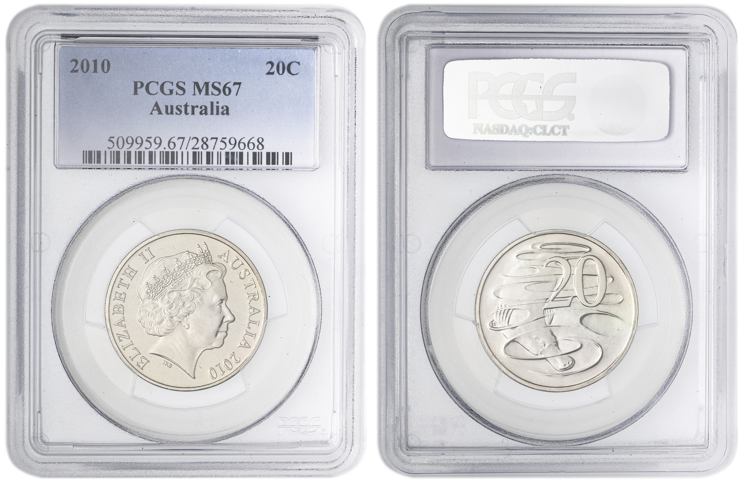 , Twenty Cent, 2010, PCGS MS67