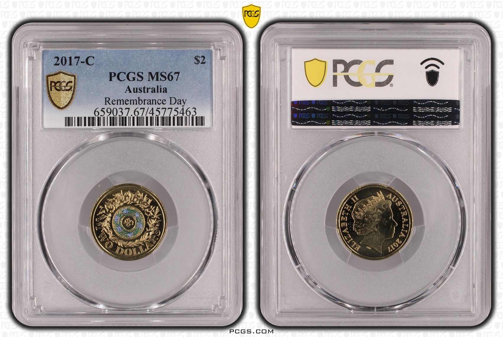 Elizabeth II, Remembrance Day, Two Dollar, 2017-C, PCGS MS67