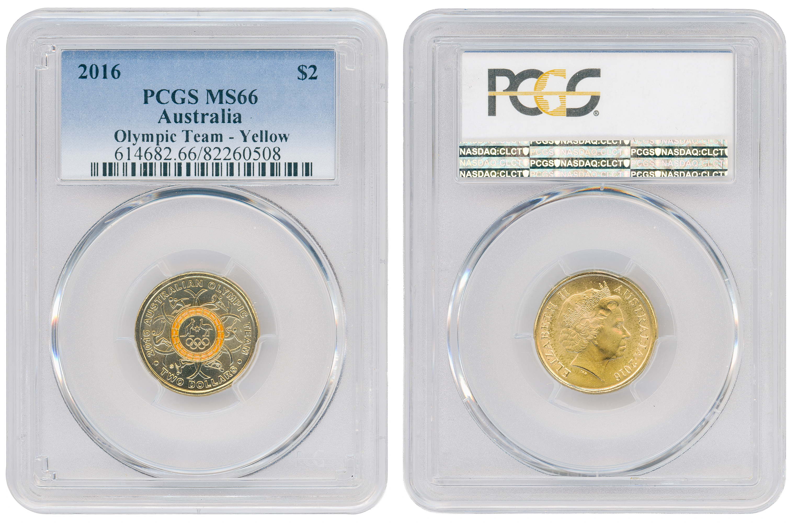 Olympic Team - Yellow Colorized, Two Dollar, 2016, PCGS MS66