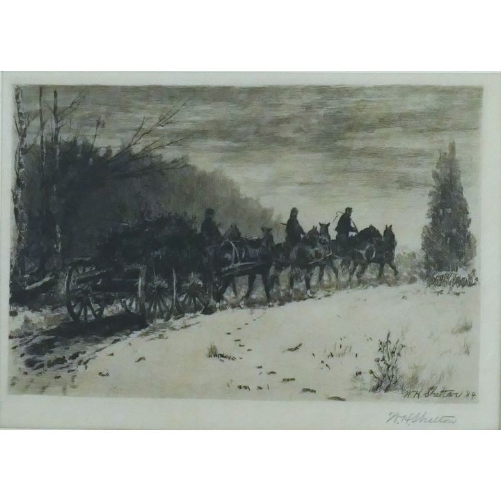 William Henry Shelton ''Christmas Eve'' Signed Etching Matted 16''x20''