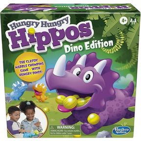 HASBRO GAMING HUNGRY HUNGRY HIPPOS DINO EDITION BOARD GAME, PRE-SCHOOL GAME AGES PLAYERS