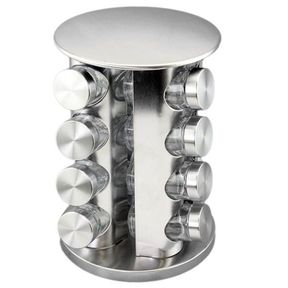 Optic Stainless Steel Spice Rack 14 Piece Silver |