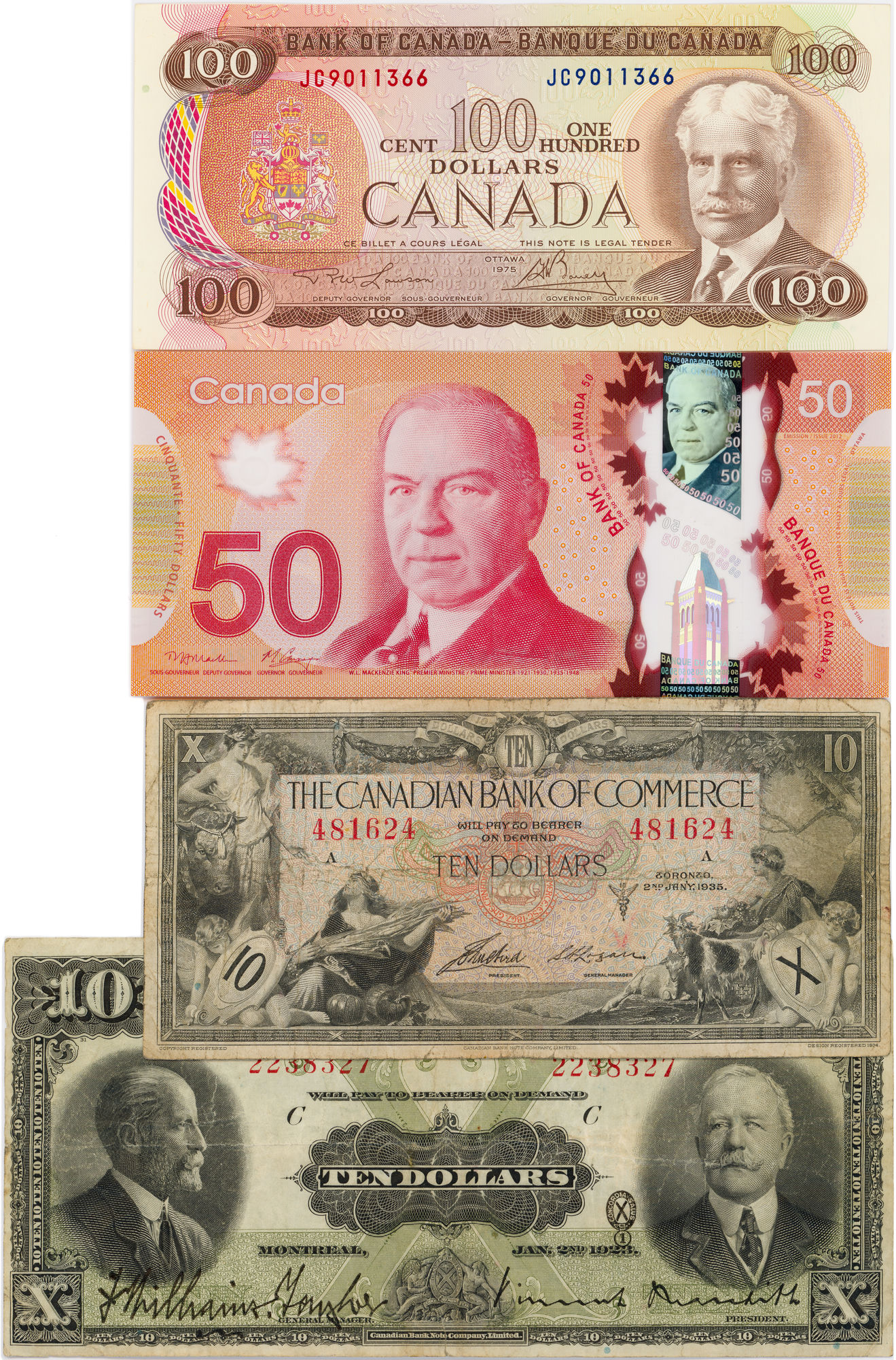 Canada, Ten Dollars - One Hundred Dollars, 1923 -2012, F - UNC