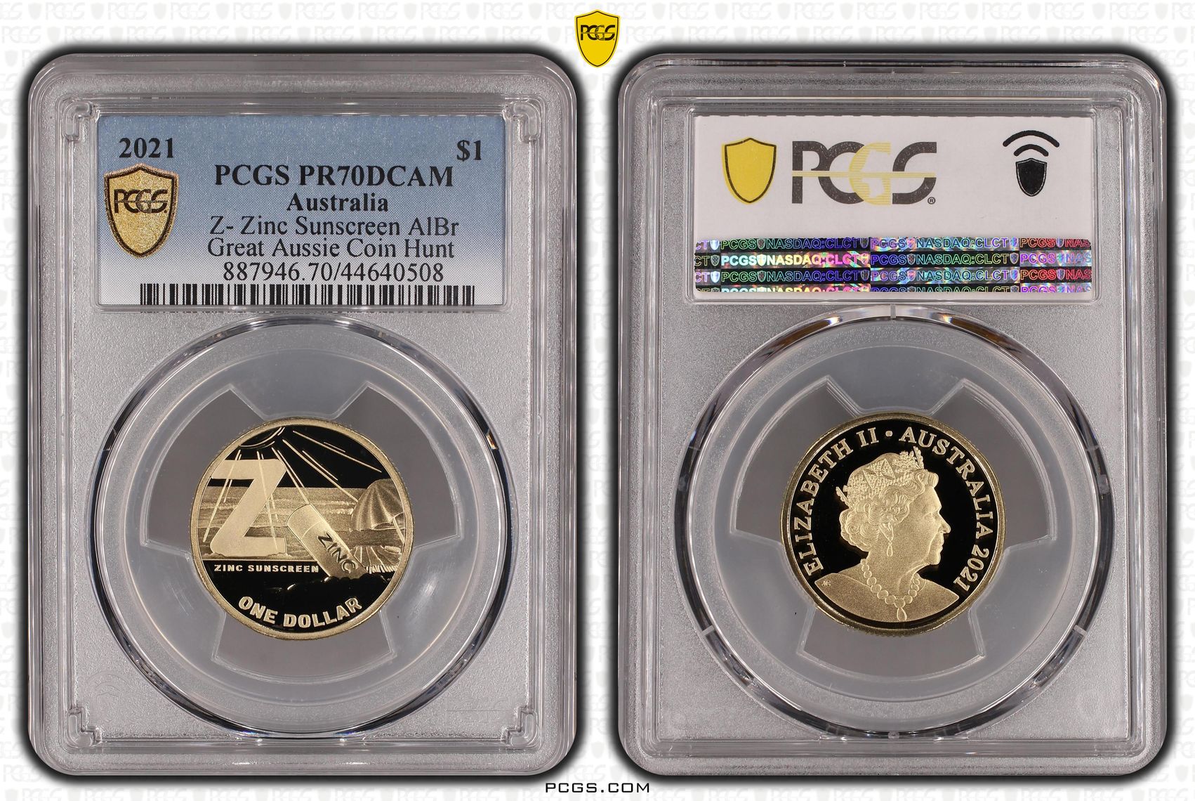 2021 Australia One Dollar, $1 Z- Zinc Sunscreen AlBr PCGS - PR70DCAM POP 15/0 -508