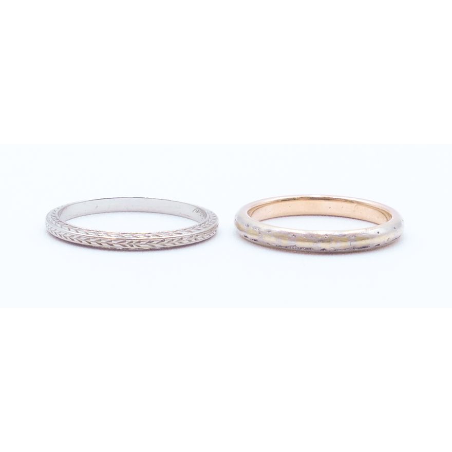 2pc Vintage 18k Band Rings Size 7 - 4.6 Grams TW