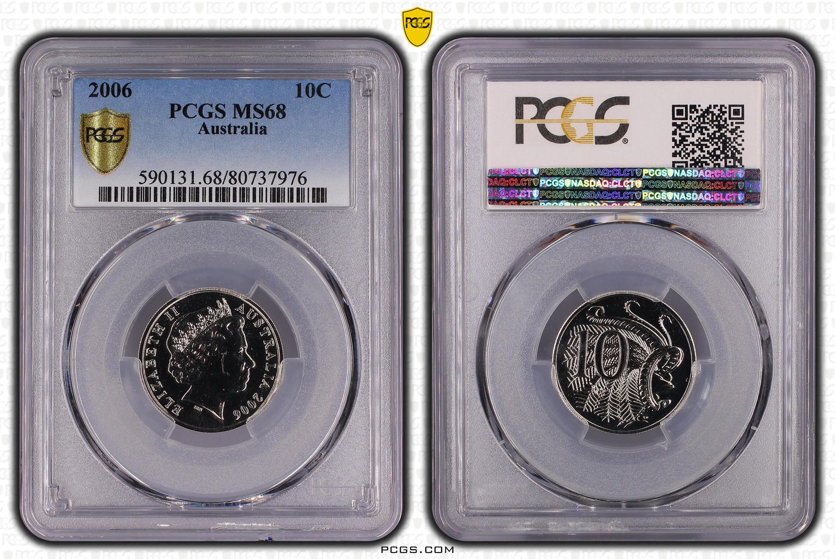 Elizabeth II, Ten Cent, 2006, PCGS MS68