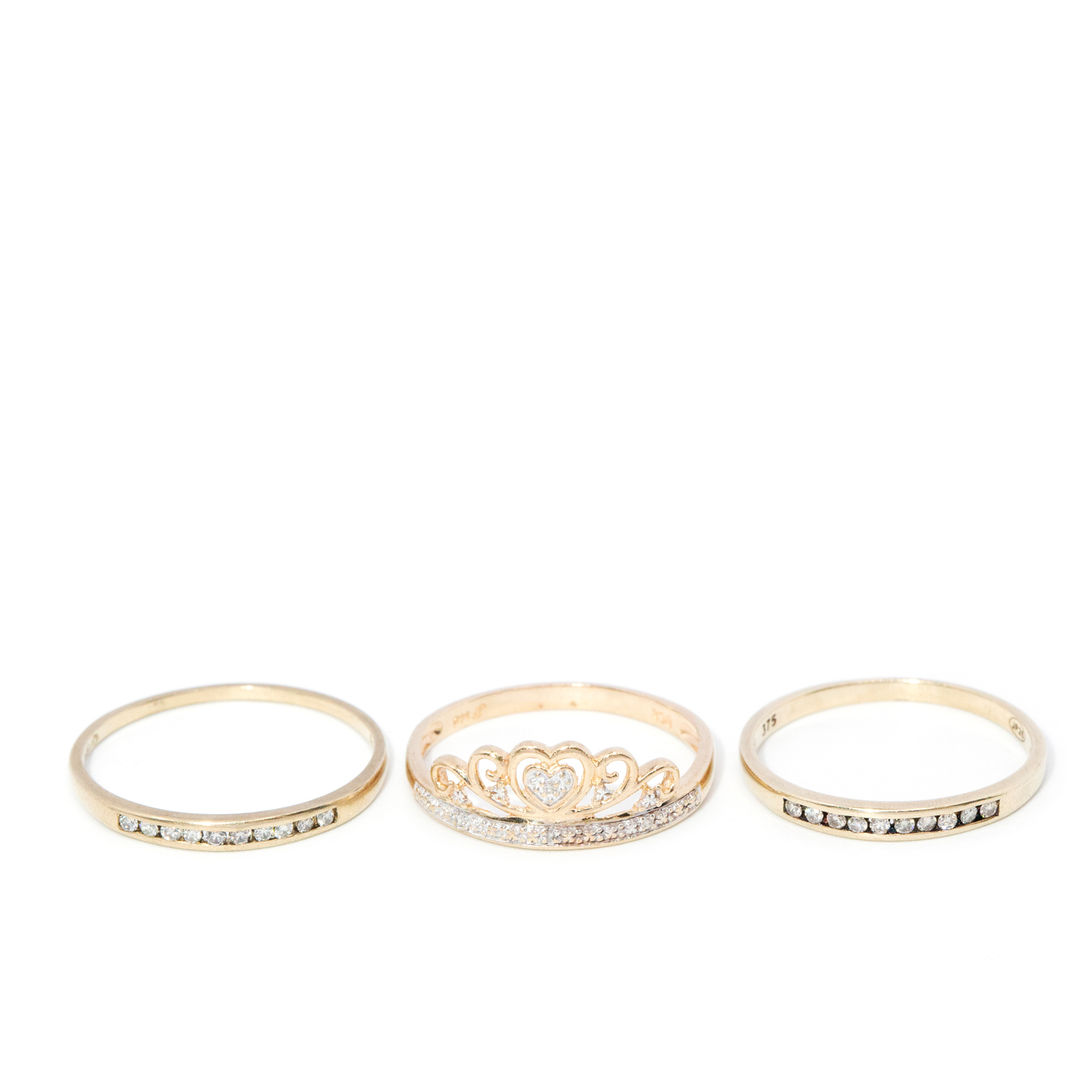 Three 9ct Gold Diamond Rings