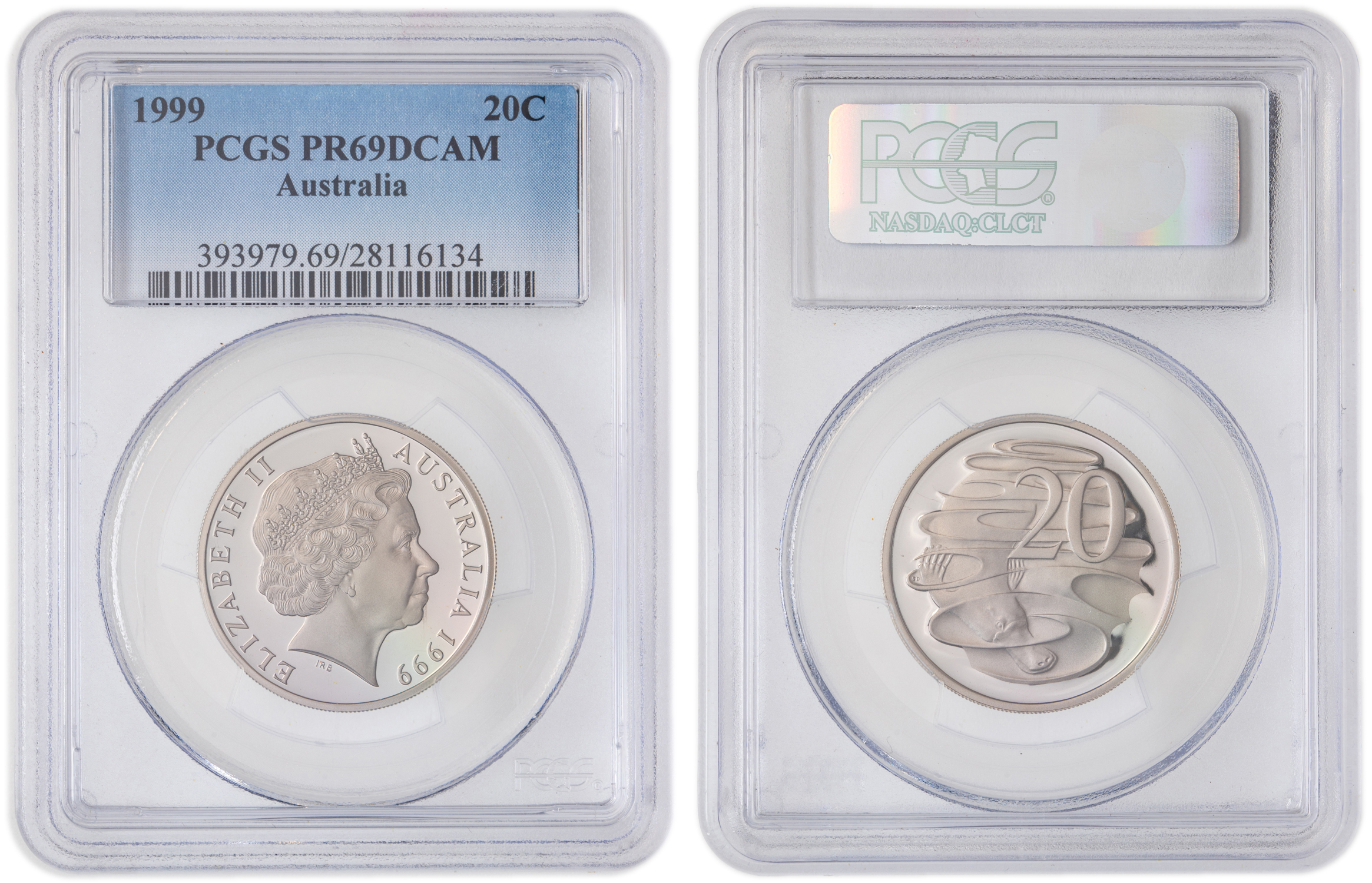 Elizabeth II, Twenty Cent, 1999, PCGS PR69DCAM