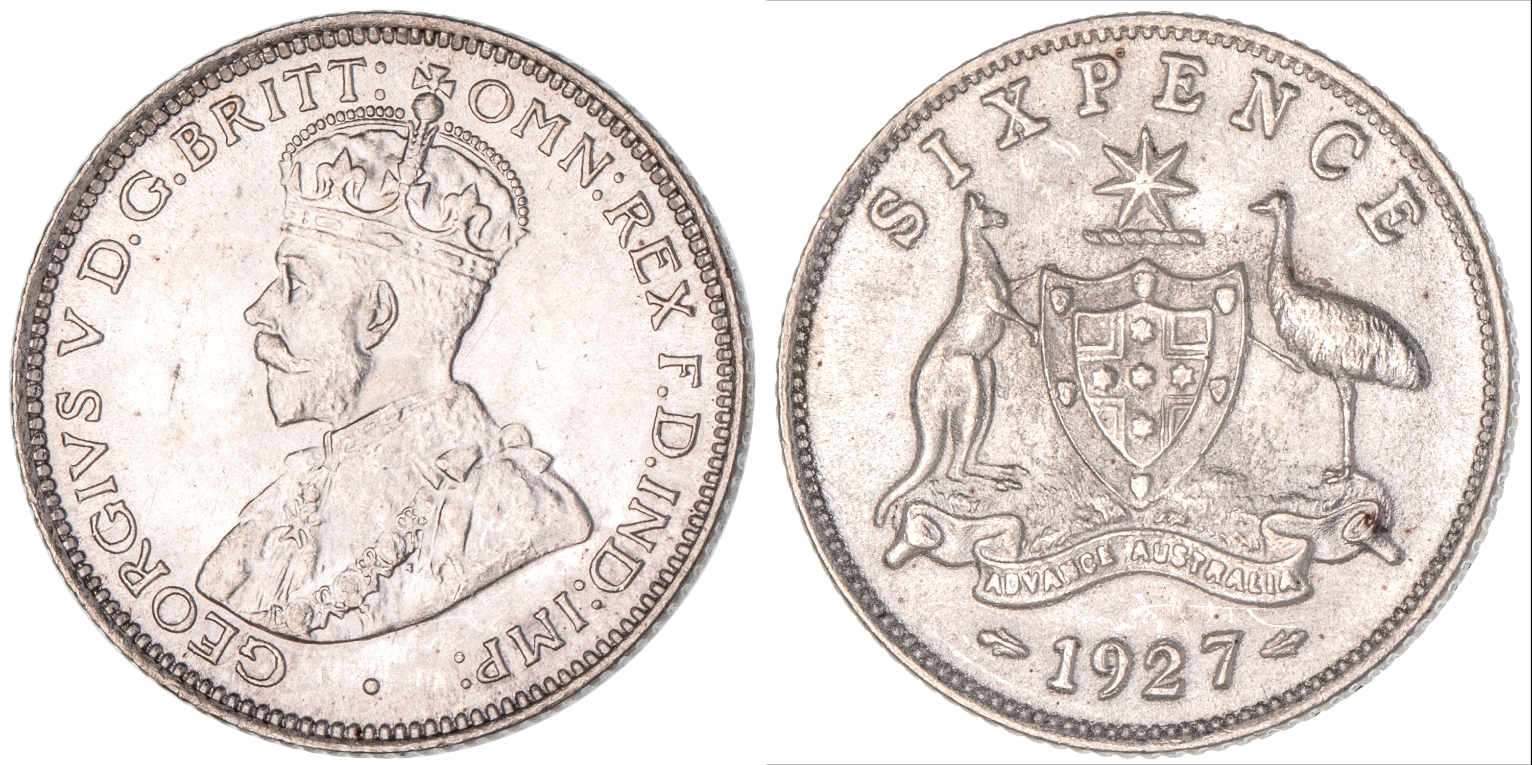 George V, Sixpence, 1927, CHU
