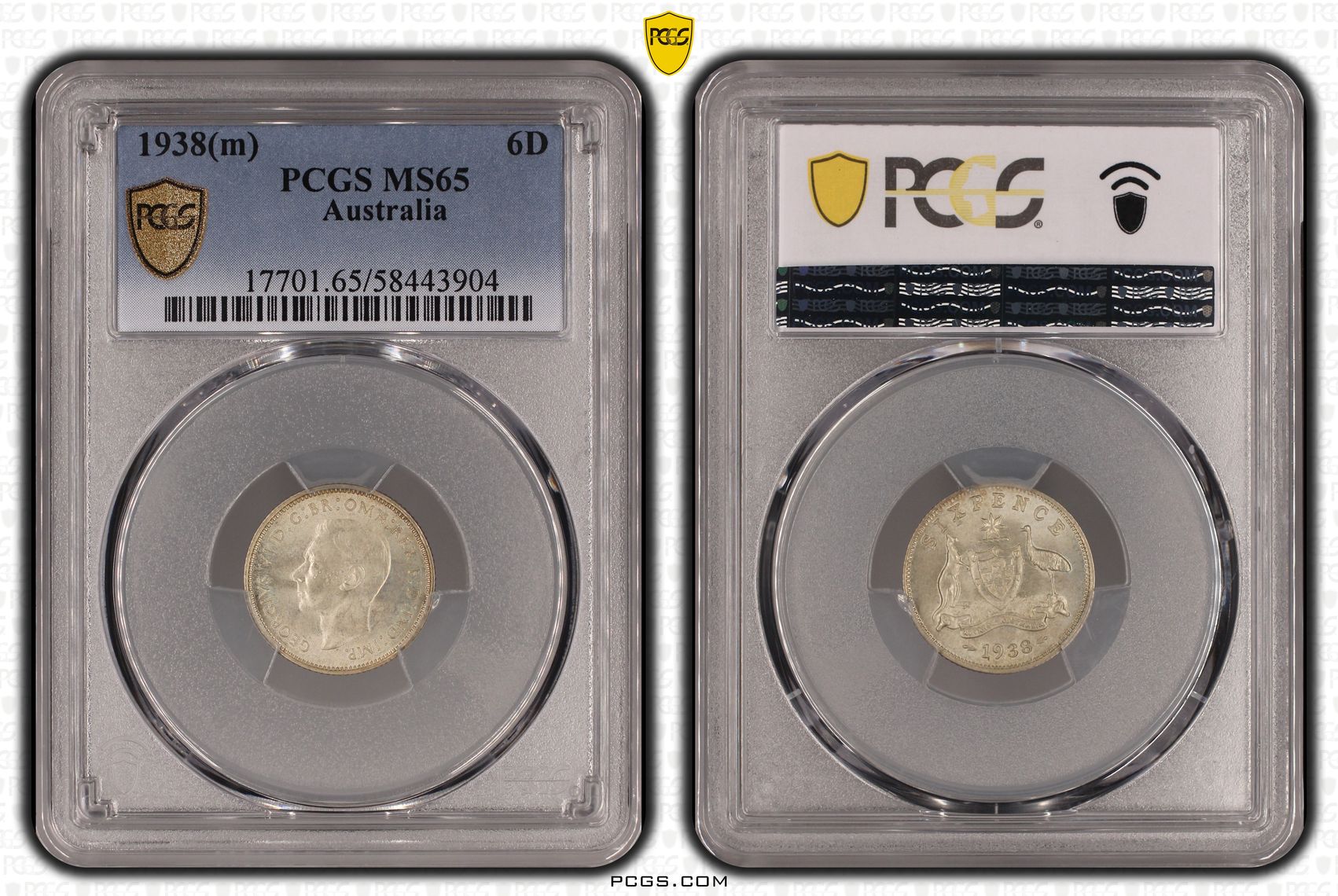 Sixpence, 1938(m), PCGS MS65