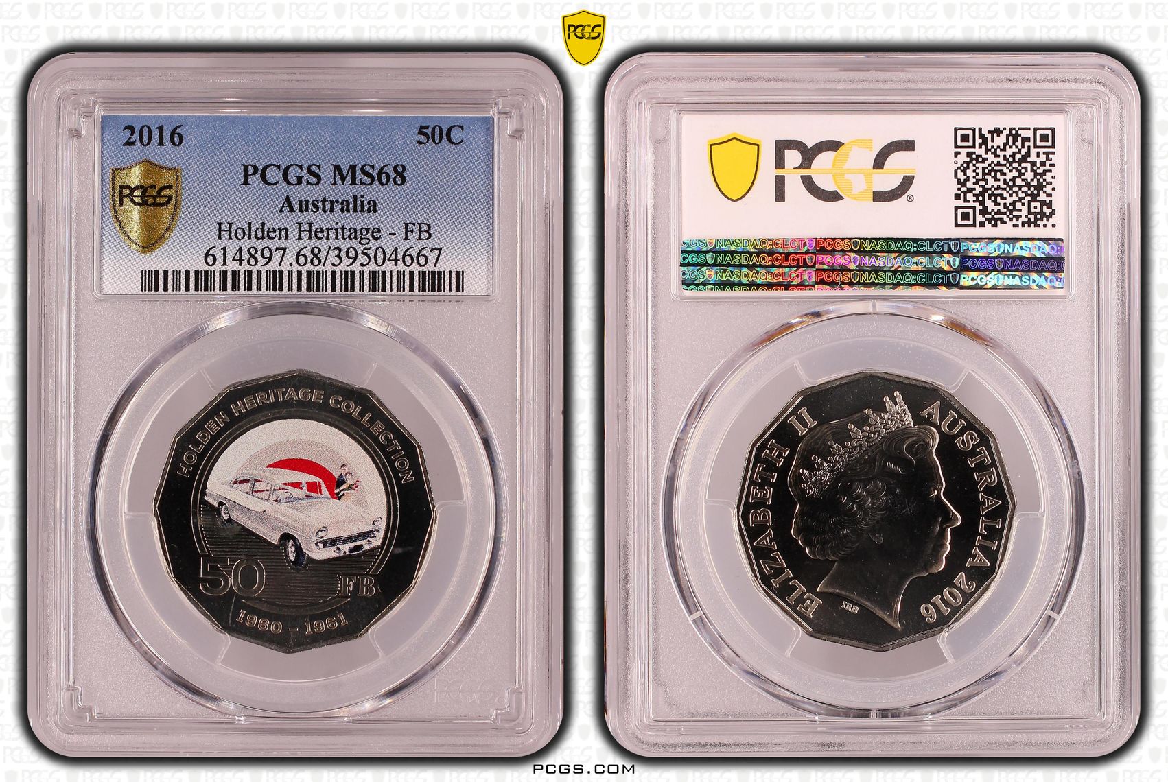 Holden Heritage - FB, Fifty Cent, 2016, PCGS MS68