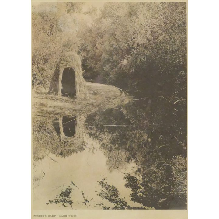 Edward Curtis ''Fishing Camp, Lake Pomo'' Native Print Framed