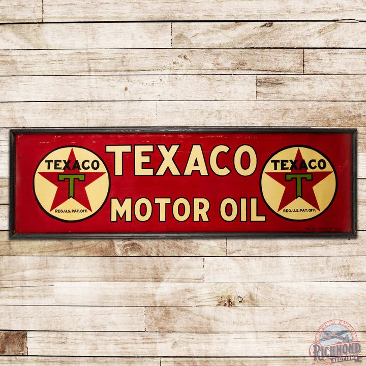 Rare Texaco Motor Oil 9' Horizonal SST Sign w/ Logos