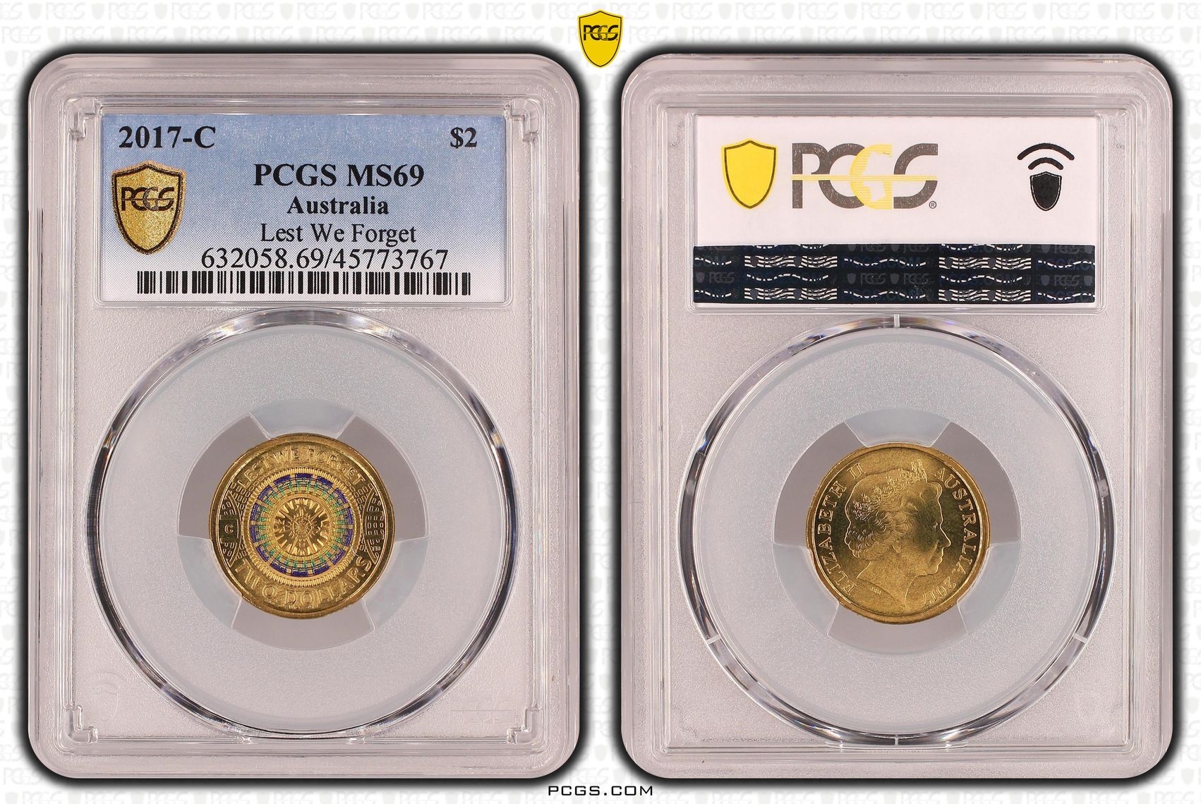 Elizabeth II, Lest We Forget, Two Dollar, 2017-C, PCGS MS 69
